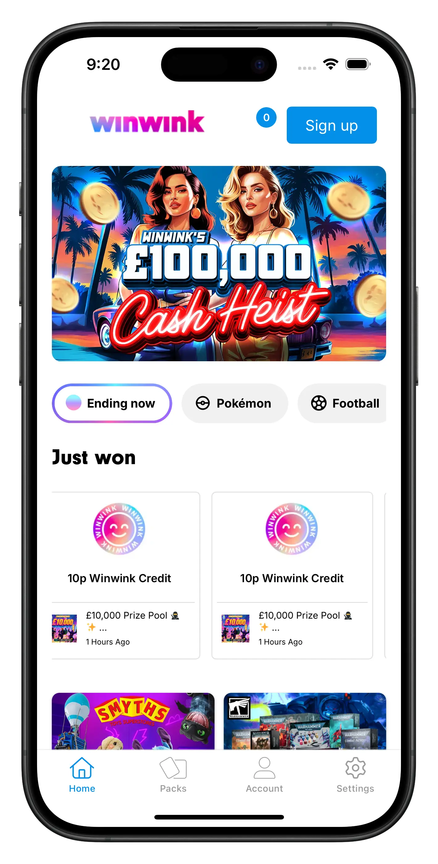 winwink.co.uk app screenshot